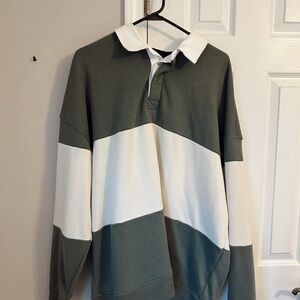 No Boundaries Green and White Oversized Shirt